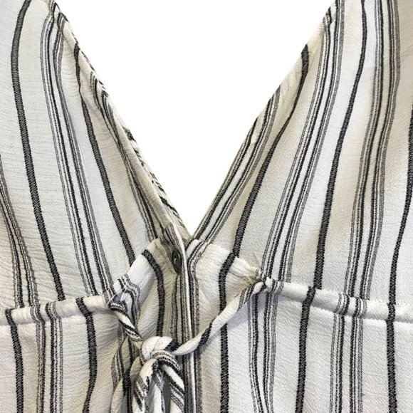 Saltwater Luxe Button Tie Striped Midi High Low Ruffle Hem Dress - Picture 11 of 16